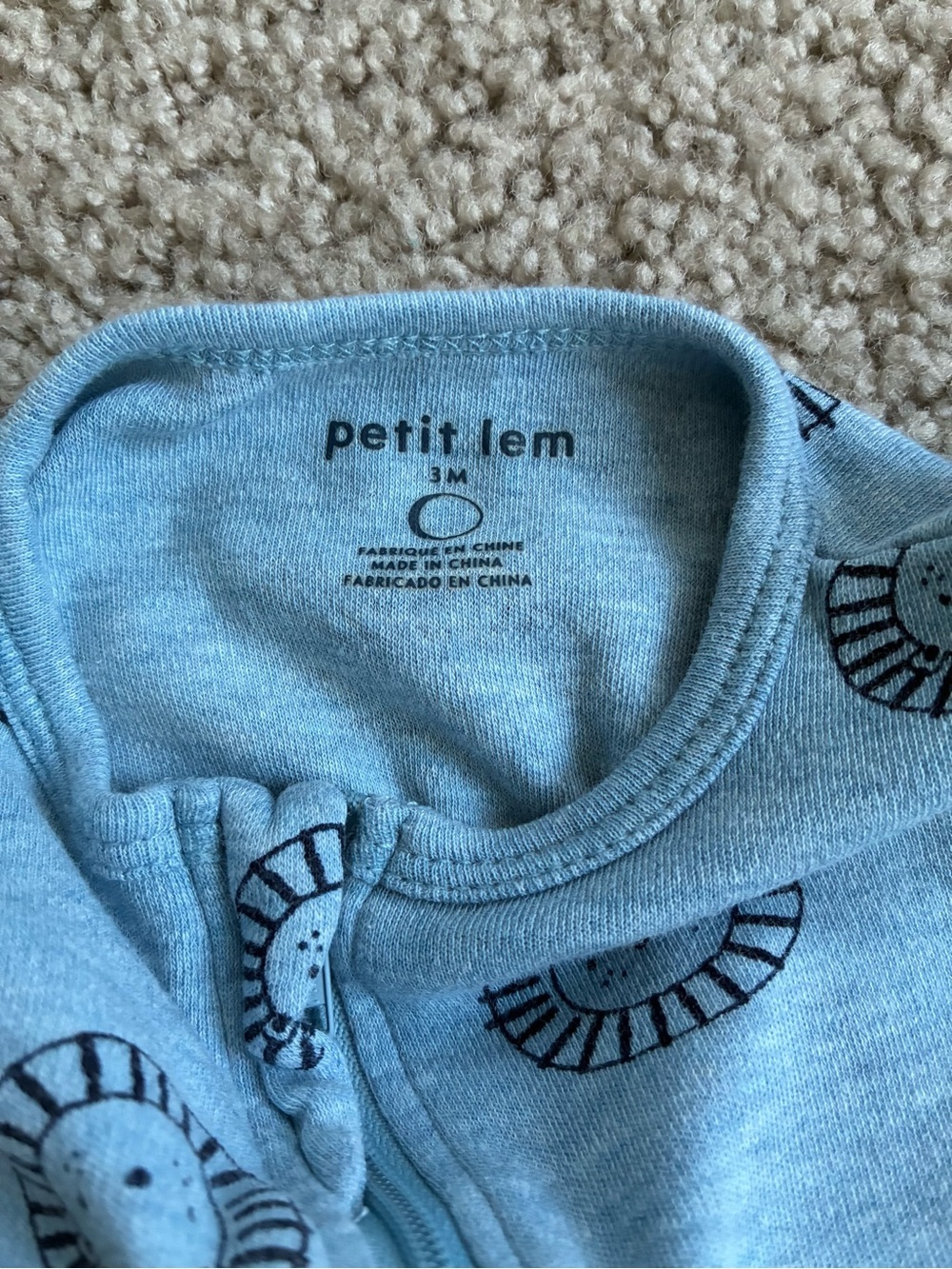 Petit Lem 3-Pack Footed One-Pieces in Black, Light Blue, and Light Gray - Picture 8 of 16